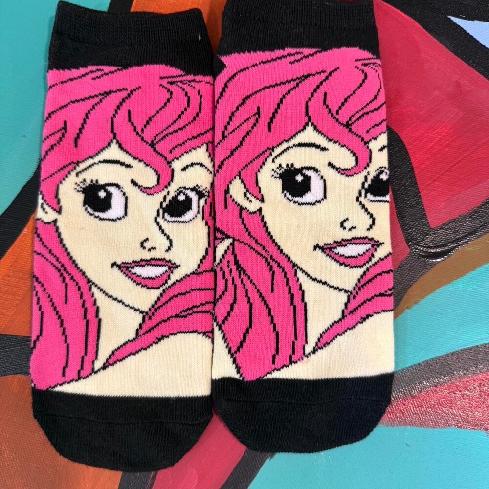 NWOT Disney Ariel Little Mermaid Women’s Pink Black Socks Kidcore Princess Cute